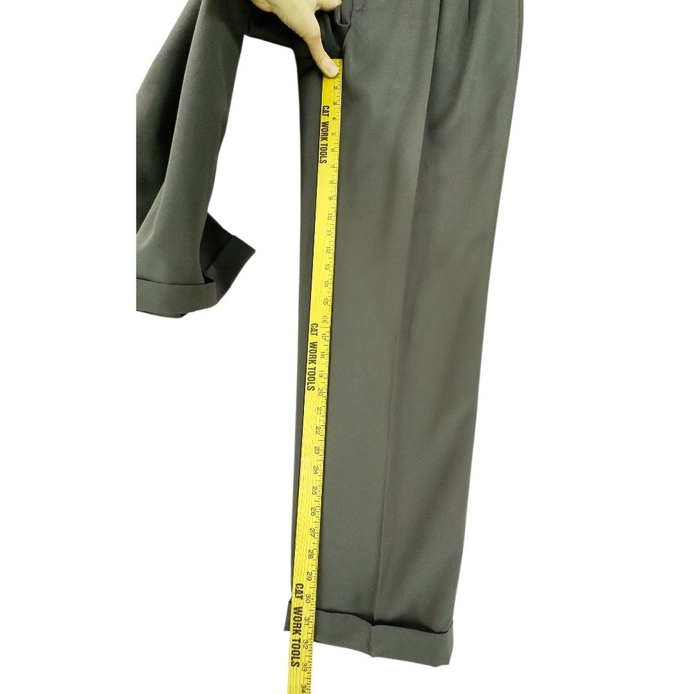 Savane Dress Pants 36x32 Mens Olive Green Pleated Cuffed Micro-Denier Classic - Picture 7 of 10